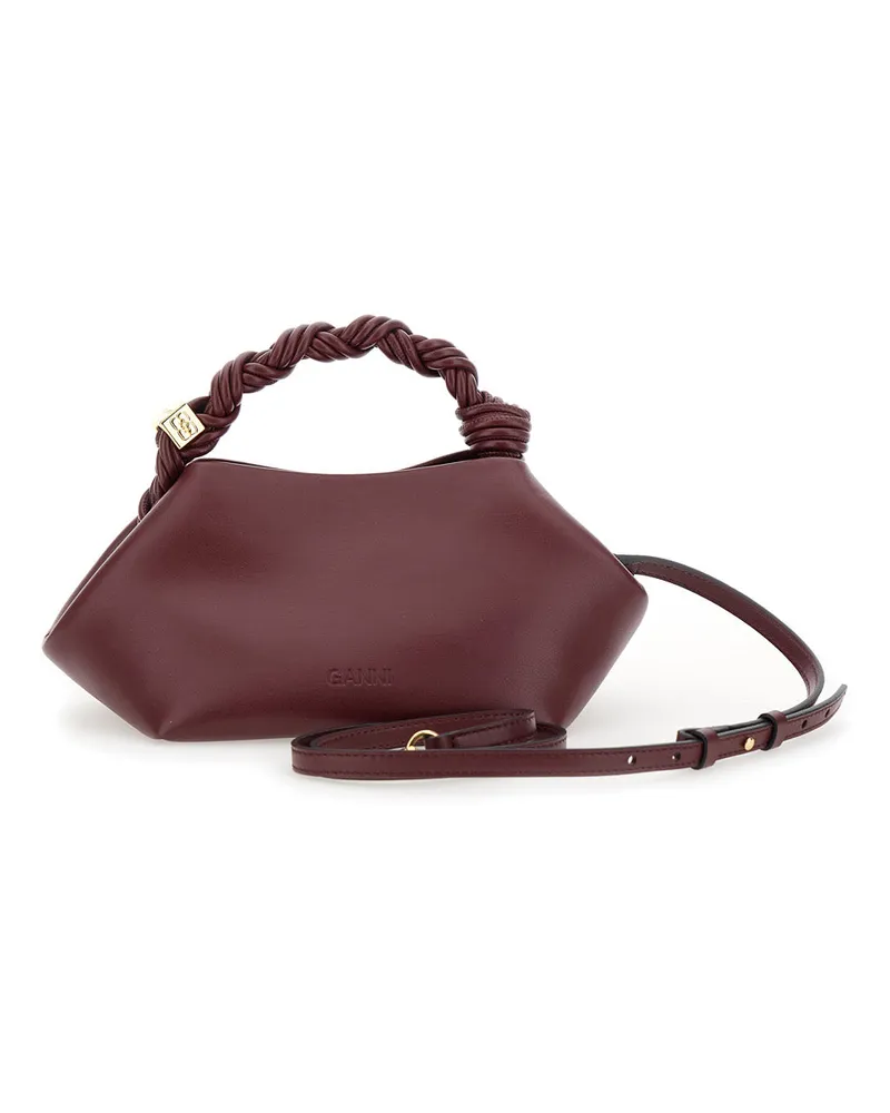 Ganni Women's Handbag Bou Piccola Red Leather Smooth Handbags Hand Bags Burgundy