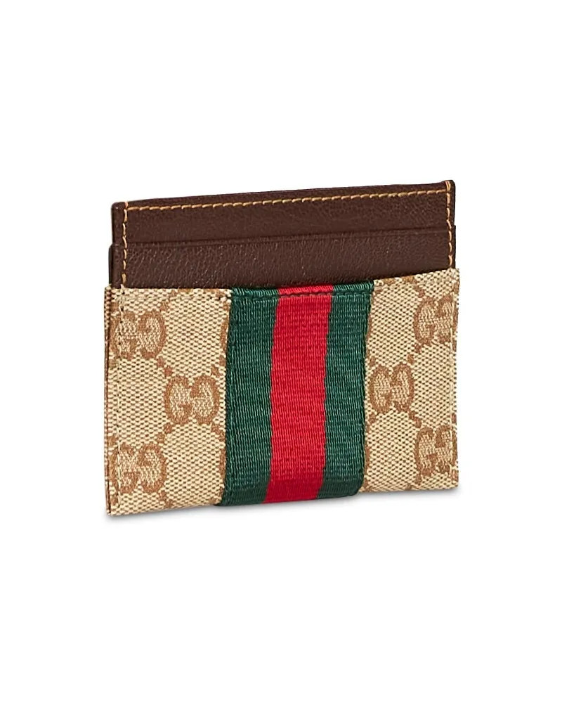 Gucci Women's Card Holder Gg Canvas Beige Calfskin Wallets & Purses Beige