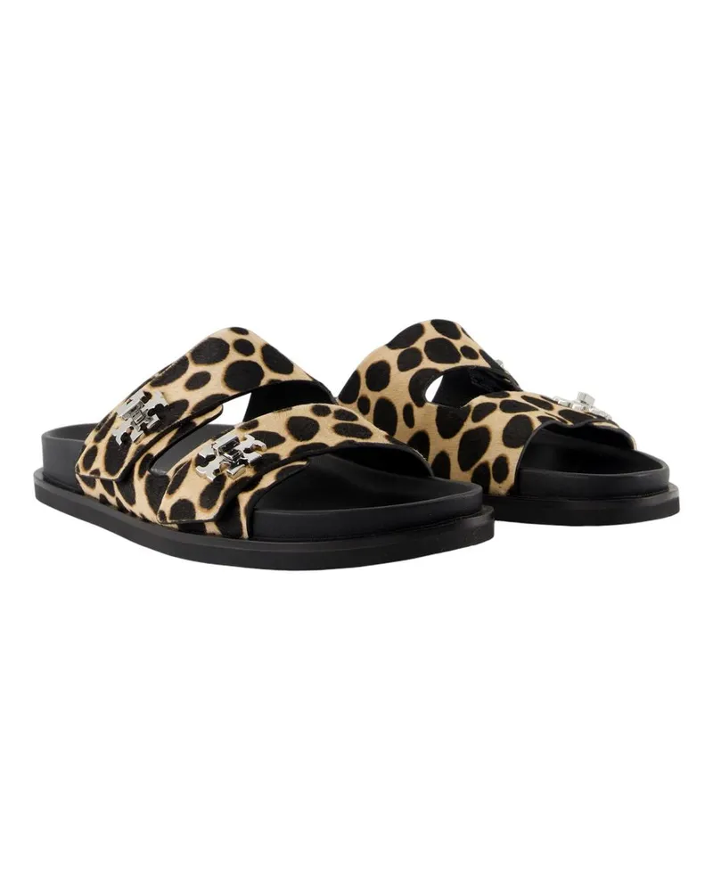 Tory Burch Women's T-Lock Sport Sandals -  Leather Printed Calfskin Shoes Flat-Shoes Beige