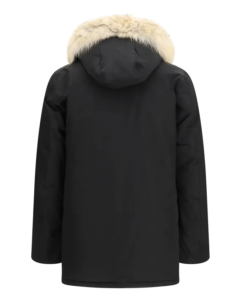 Woolrich Men Arctic Ramar Cloth Parka With Removable Fur Black Down Jackets Coat Black