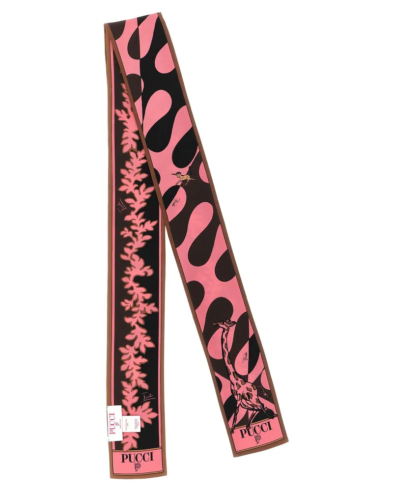 Emilio Pucci Mixed-Print Silk Twill Scarf — Pink Pink
