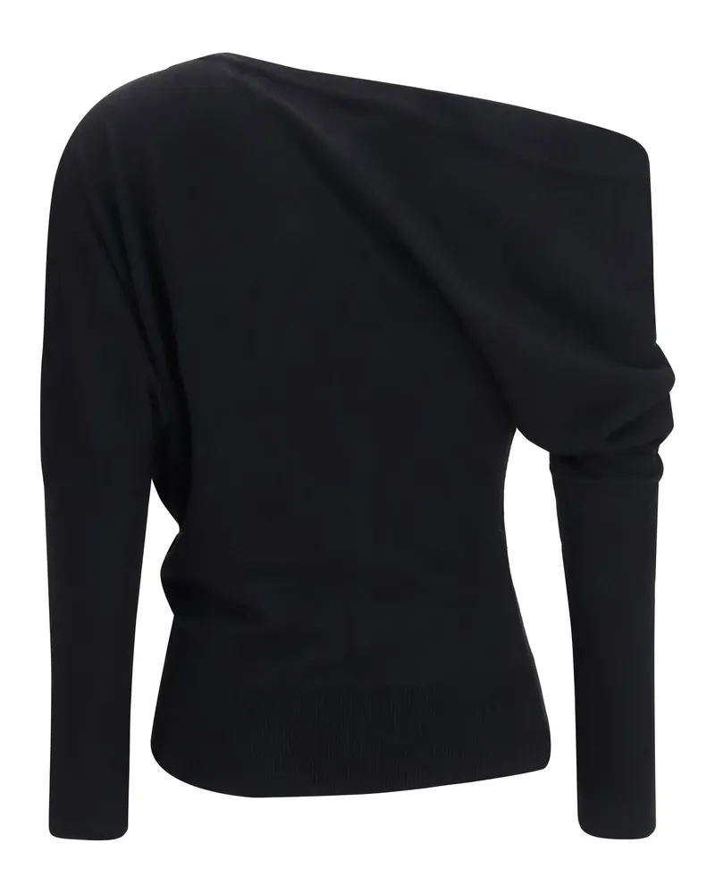 Tom Ford Asymmetric Merino Wool & Silk Sweater — Black Black