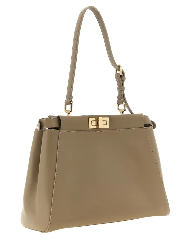 Fendi Calfskin Leather Shoulder Bag — Gray Gray
