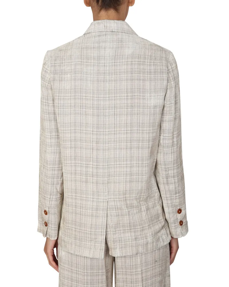 ALYSI Double-Breasted Viscose Blazer — Beige Beige