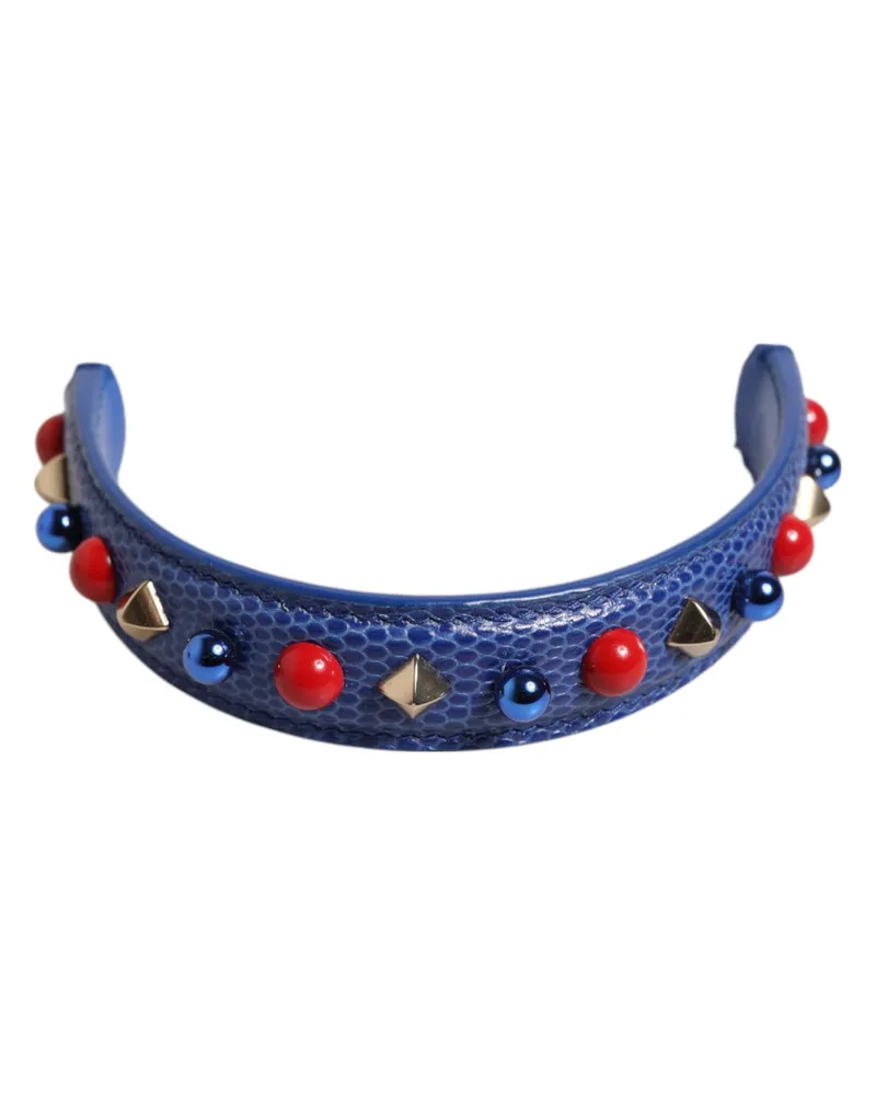 Dolce & Gabbana Blue Embellished Leather Bag Handle Women Shoulder Strap Calf Accessory Blue