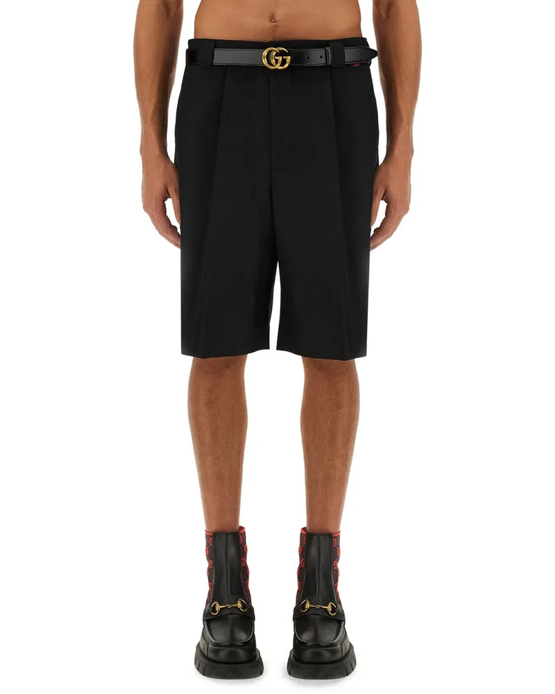 Gucci Wool-Blend Twill Bermudas — Black Black