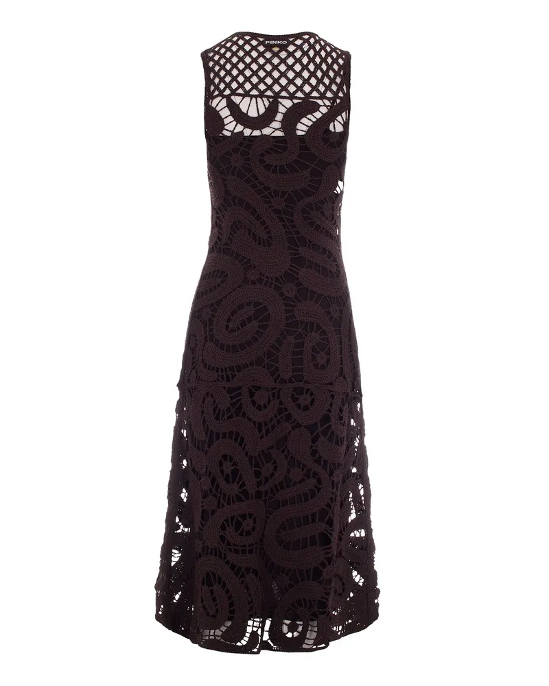 Pinko Women Dress Bufera Crochet Brown Java Viscose Evening Suits Brown