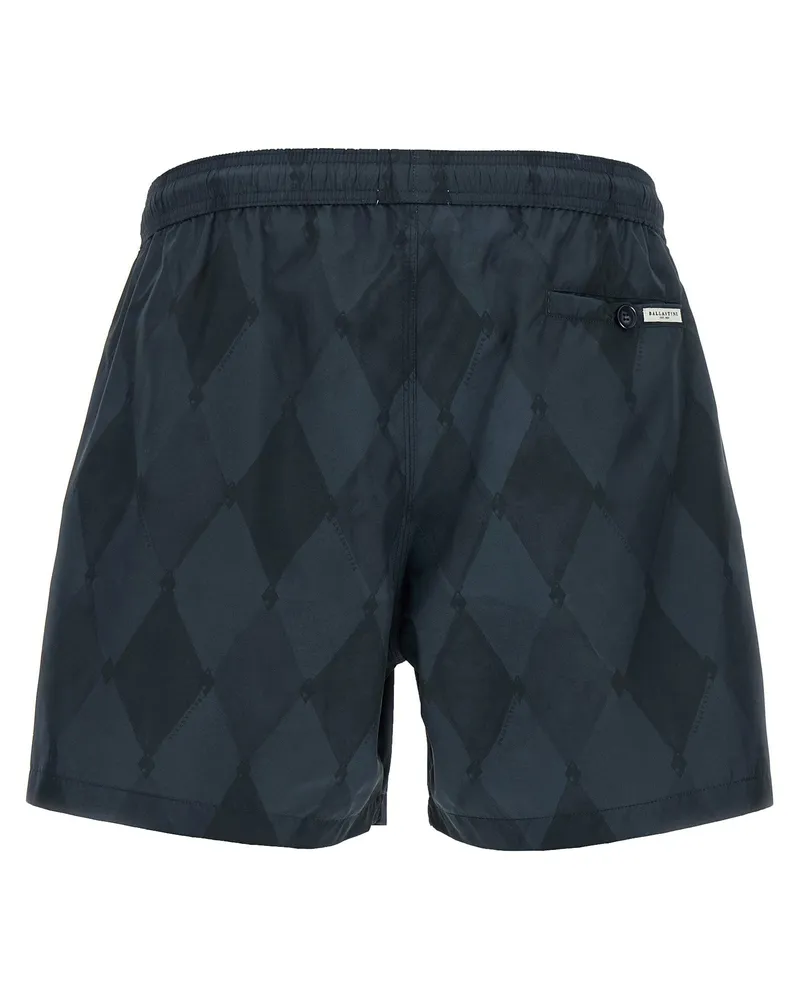 Ballantyne Quilted Diamond-Pattern Swim Shorts — Navy Navy