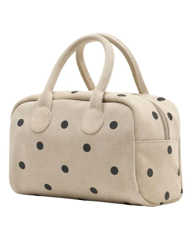 Marge Sherwood Women's Polka-Dot Cowhide Top Handle Bag Beige Beige