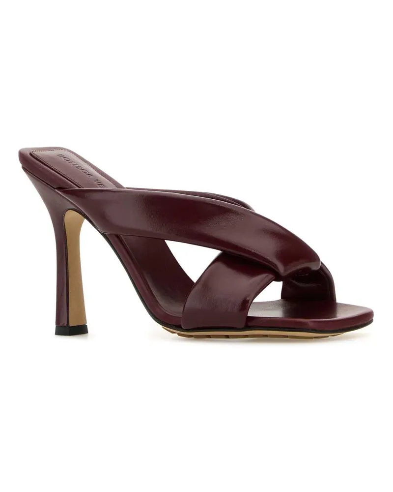 Bottega Veneta Women's Burgundy Leather Riva Mules Barolo Sandali Sandal Burgundy