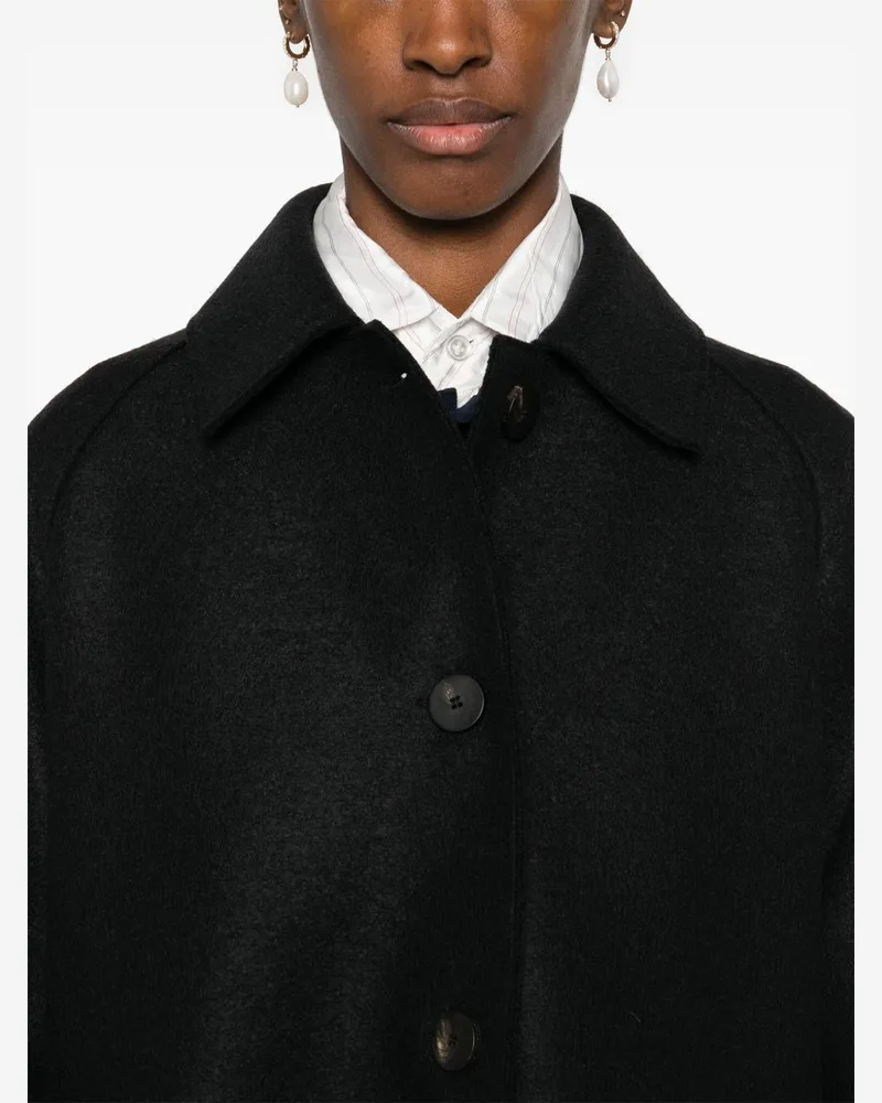 Harris Wharf London Virgin Wool Felted Coat — Black Black