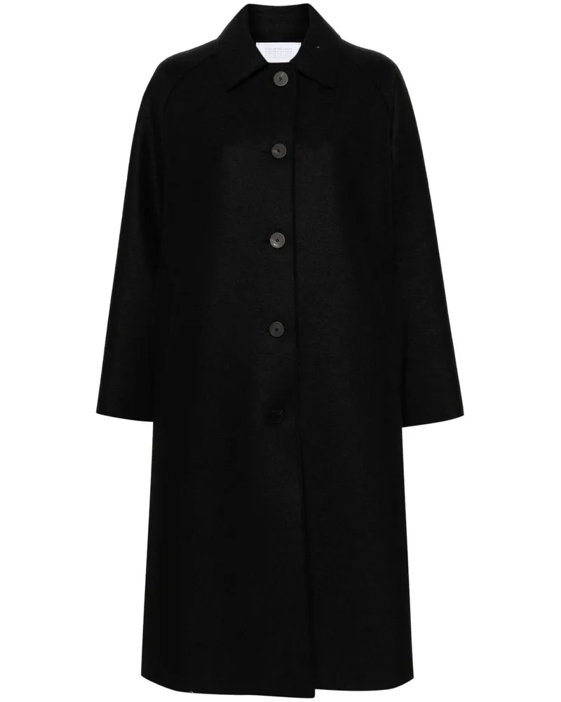 Harris Wharf London Virgin Wool Felted Coat — Black Black