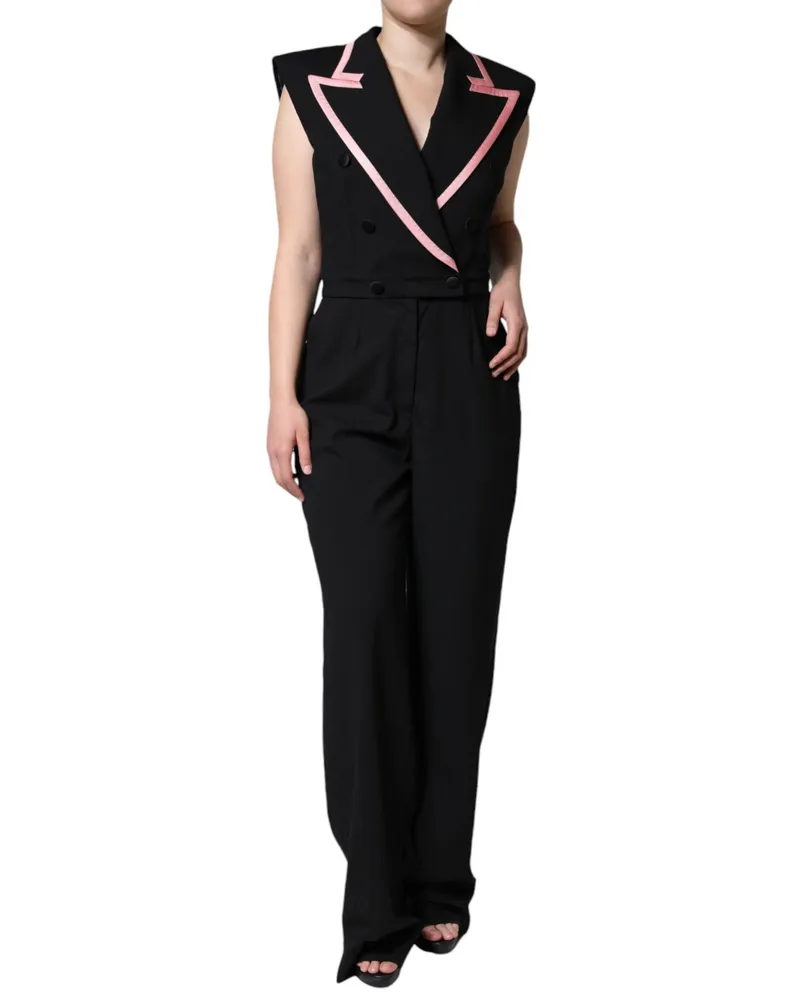Dolce & Gabbana Women's Black Wool Blend Sleeveless Jumpsuit Dress Black