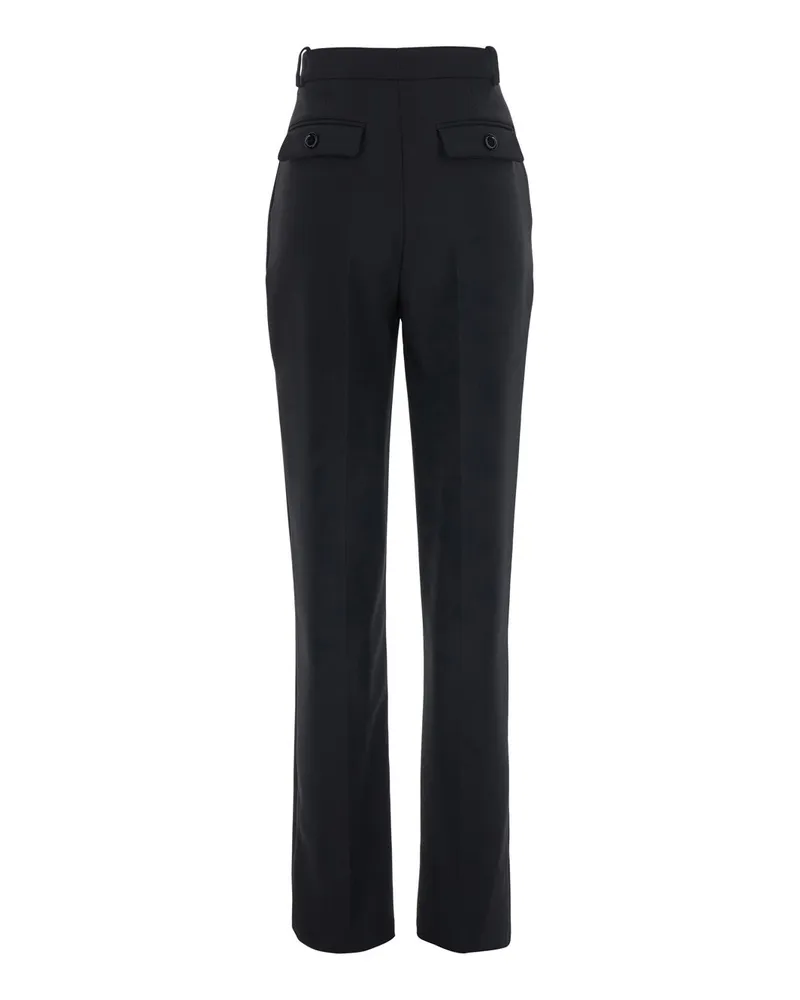 Elisabetta Franchi Pleated Crepe Trousers — Black Black
