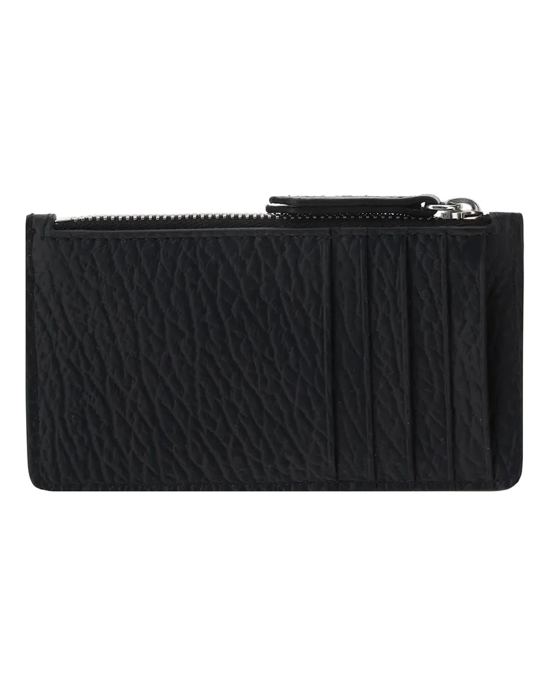 Maison Margiela Women's Calfskin Card Holder With Zip Closure Black Calf Leather Bos Taurus Wallets & Purses Black