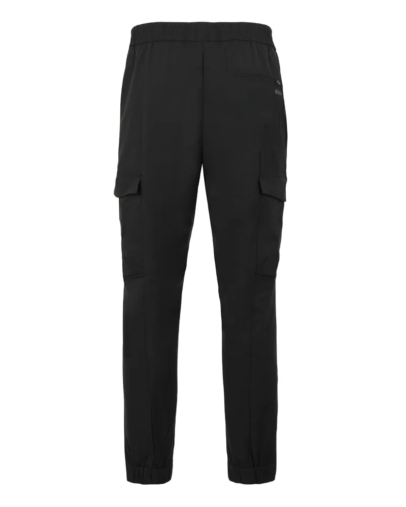 HUGO BOSS Men's Cargo Pants Elastic Poplin Black Eme Trousers Black