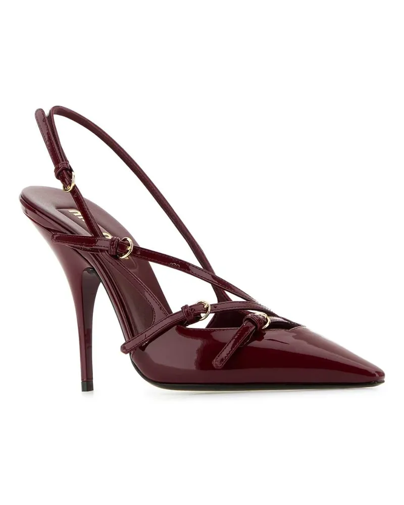 Miu Miu Women's Tyrian Purple Leather Pumps Porpora Vitello Scarpe Con Tacco High Heel Shoes Purple