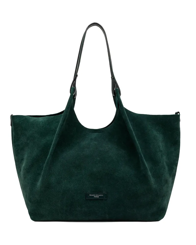 Gianni Chiarini Dua Suede Shoulder Bag — Green Green