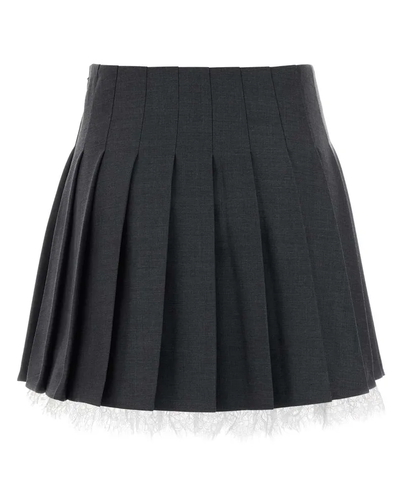 Self-Portrait Women's Dark Grey Twill Mini Skirt Gonne Gray