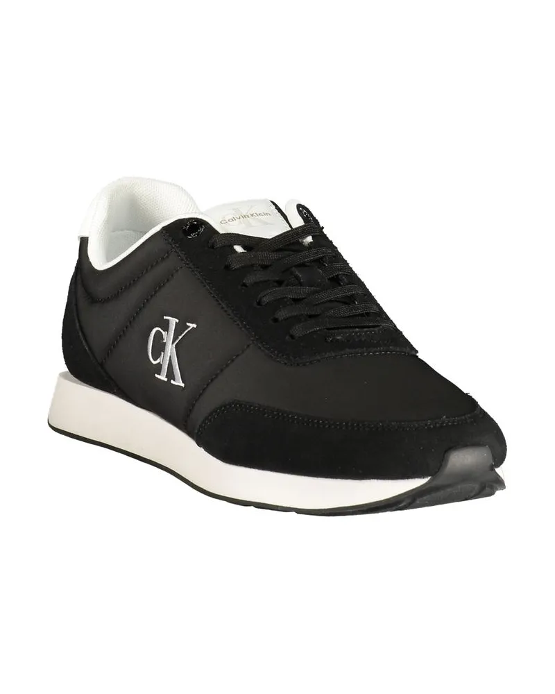 Calvin Klein Logo-Embroidered Colorblock Sneaker — Black Black