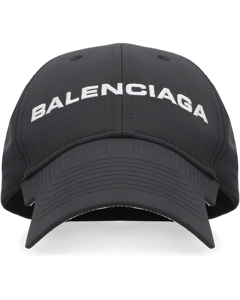 Balenciaga Men Logo Baseball Cap Black Polyester Hat Black