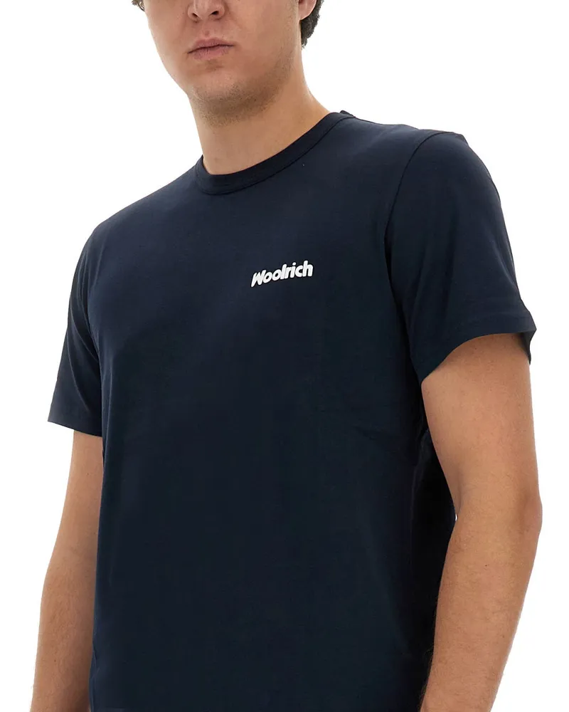 Woolrich Logo Cotton T-Shirt — Blue Blue
