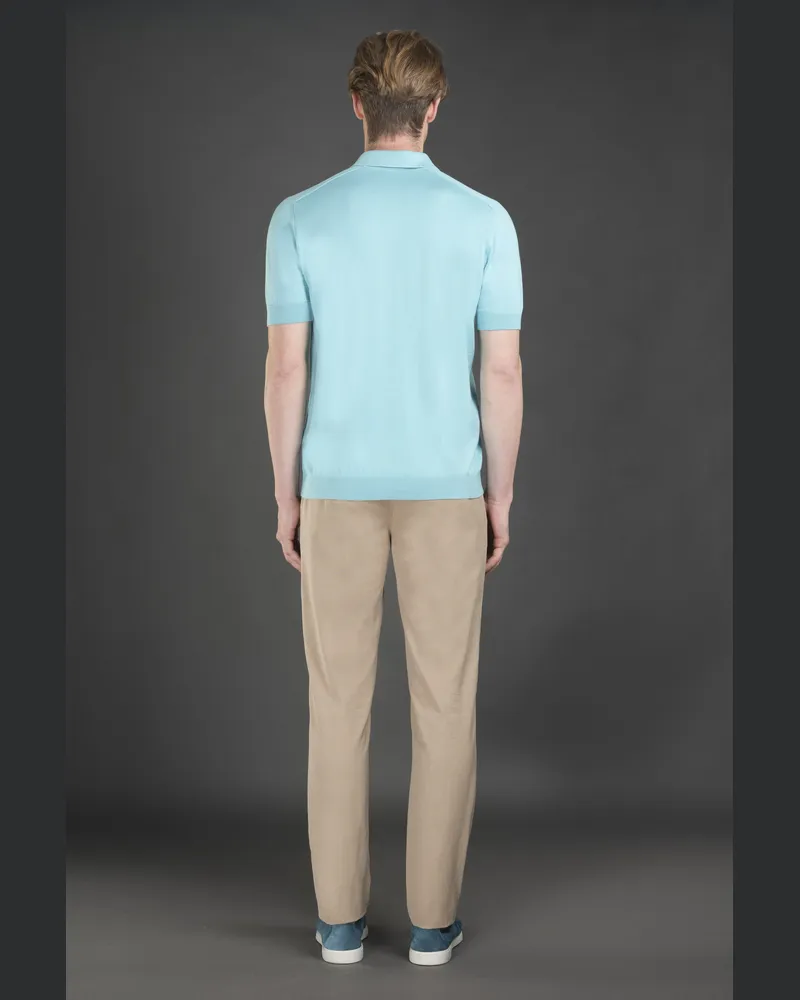 MOORER Mens Light Blue Short Sleeve Sweater Turquoise Turquoise