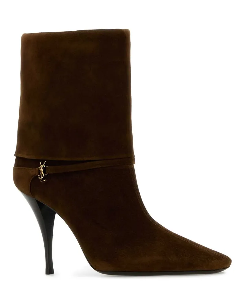 Saint Laurent Women's Vicky 90 Bootie Land Stivali Boot Brown