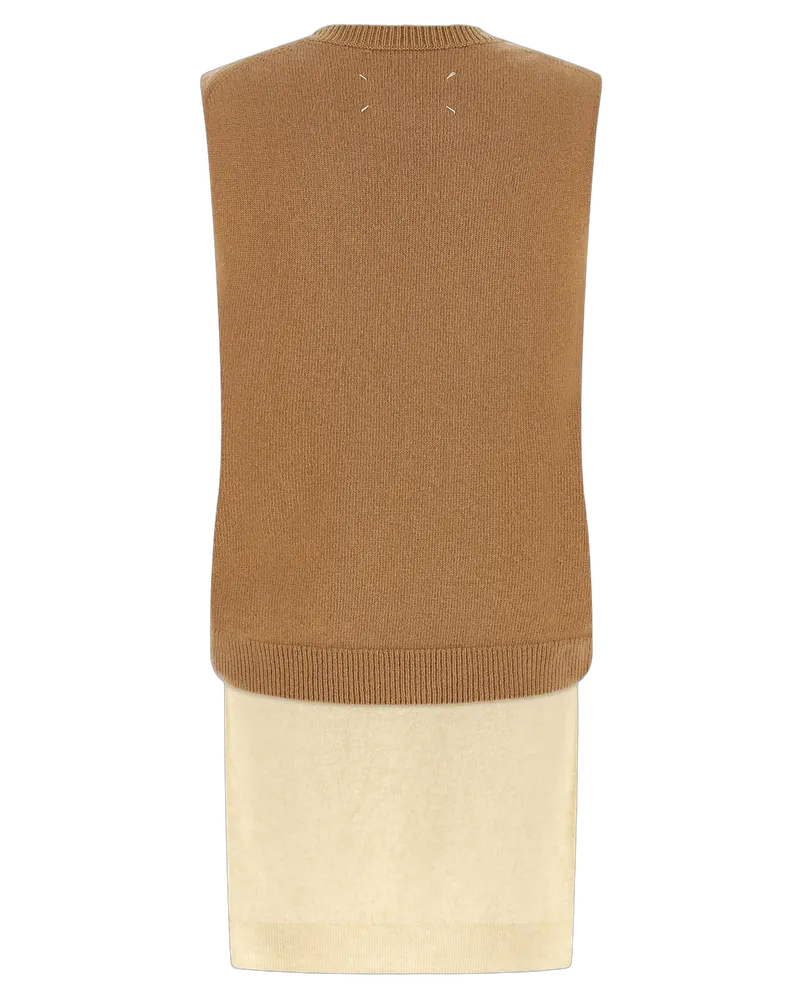 Maison Margiela Women's Beige Virgin Wool Sleeveless Jacket Clothing Beige