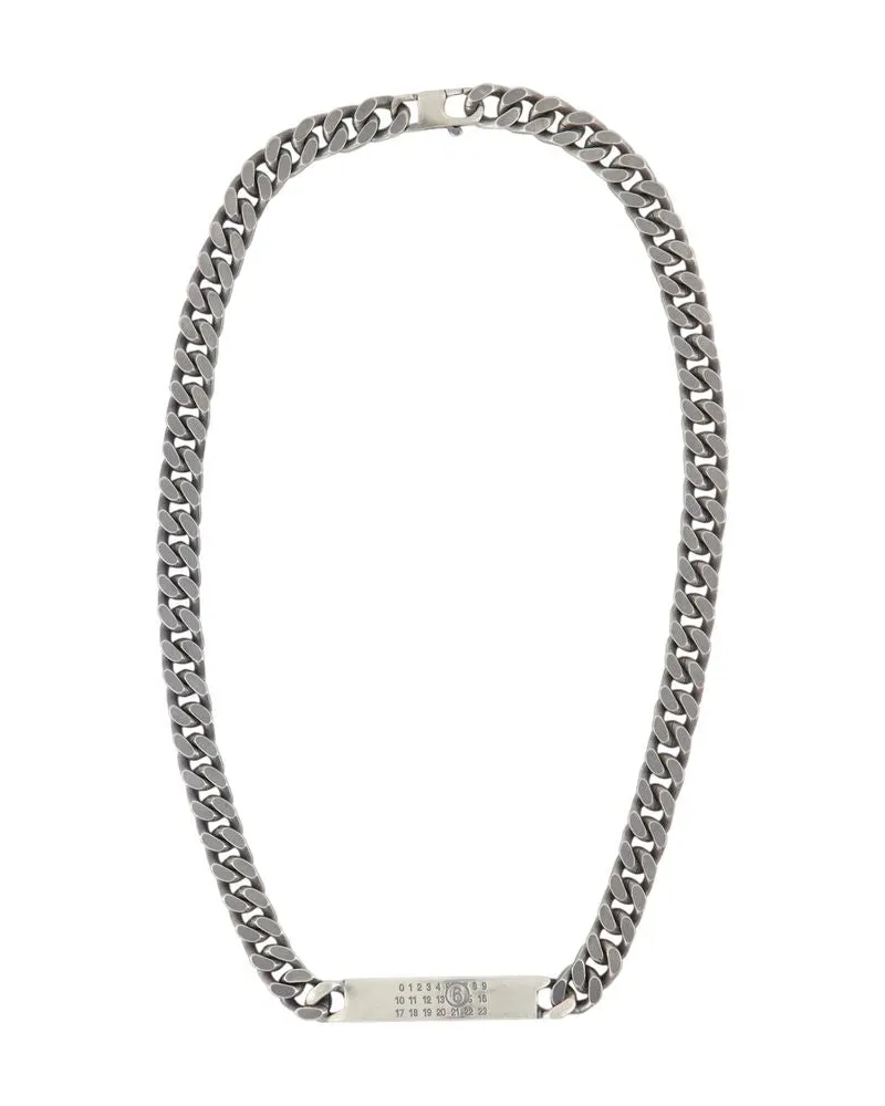 Maison Margiela Women's Minimal Logo Id Tag Necklace Metal Silver Jewelry-Watches Necklaces Silver