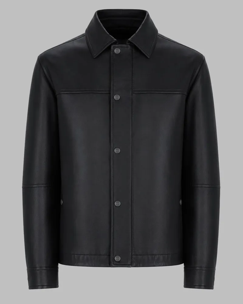 HUGO BOSS Men's Leather Jacket Joban Black Sheep Black