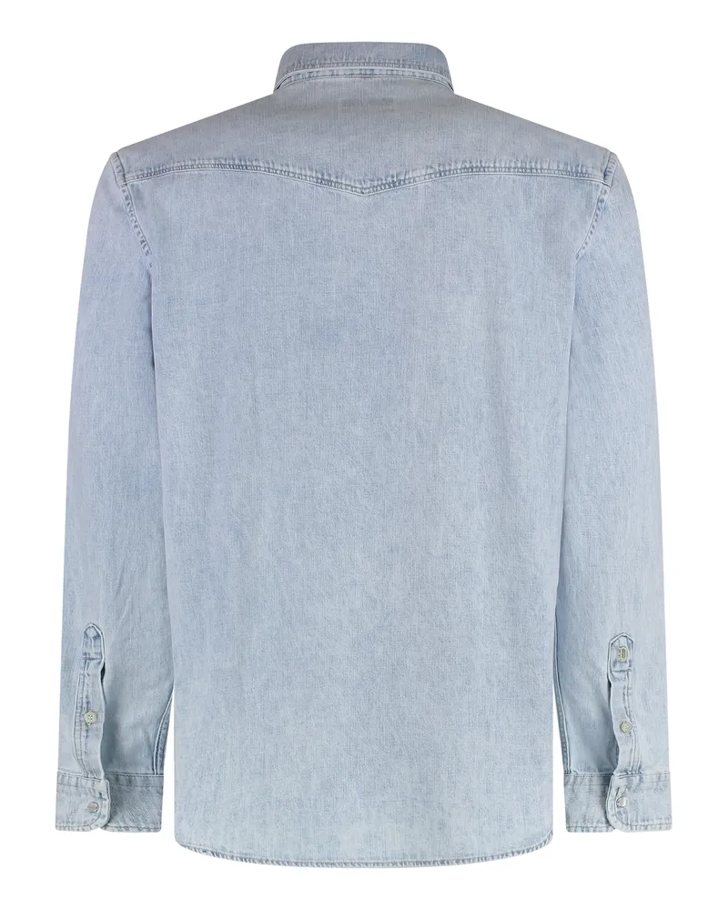 Dondup Cotton Denim Shirt — Blue Blue