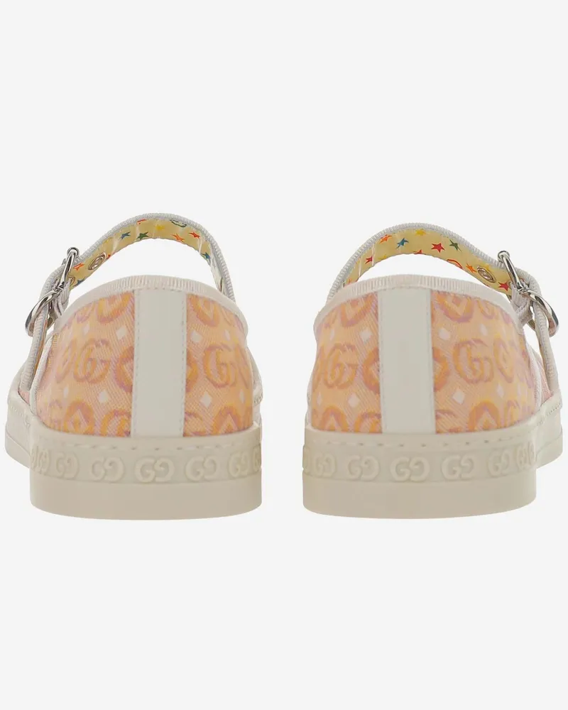 Gucci Girls' Sandals With Gg Pattern Beige Cotton Beige