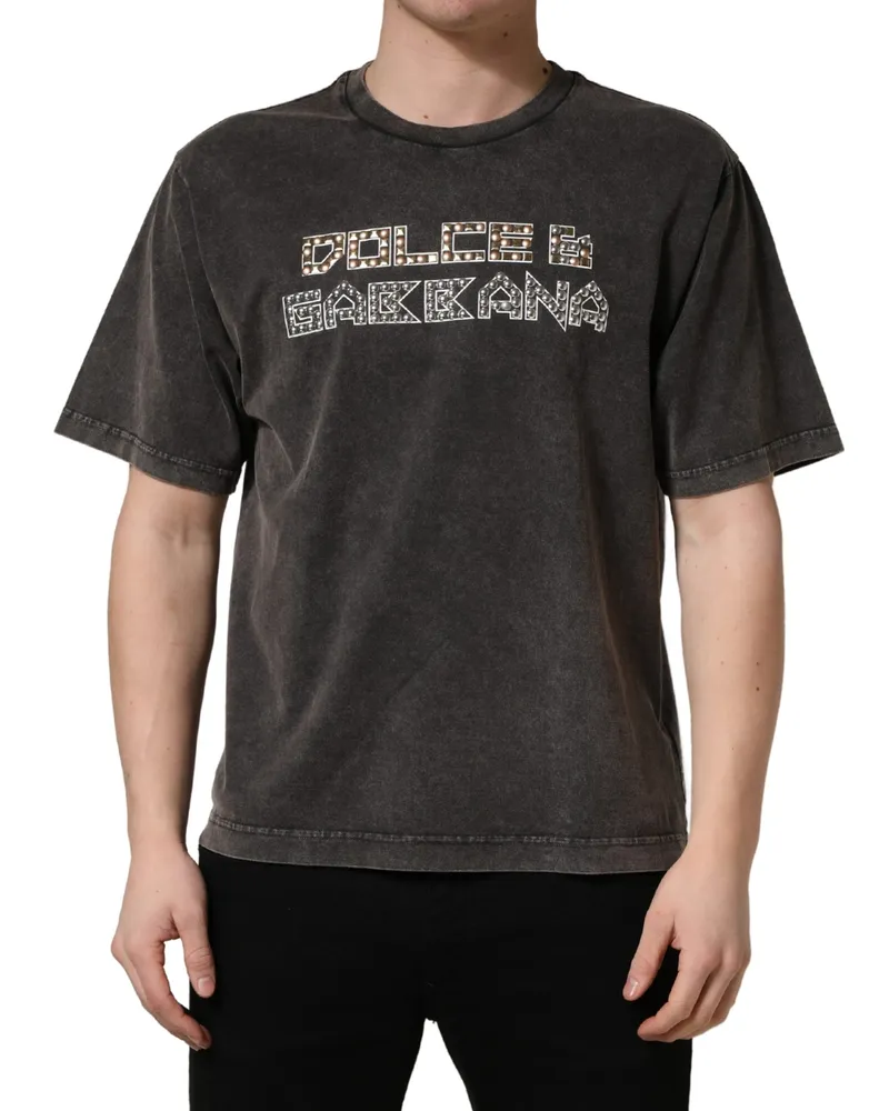 Dolce & Gabbana Logo-Embellished Cotton T-Shirt — Gray Gray