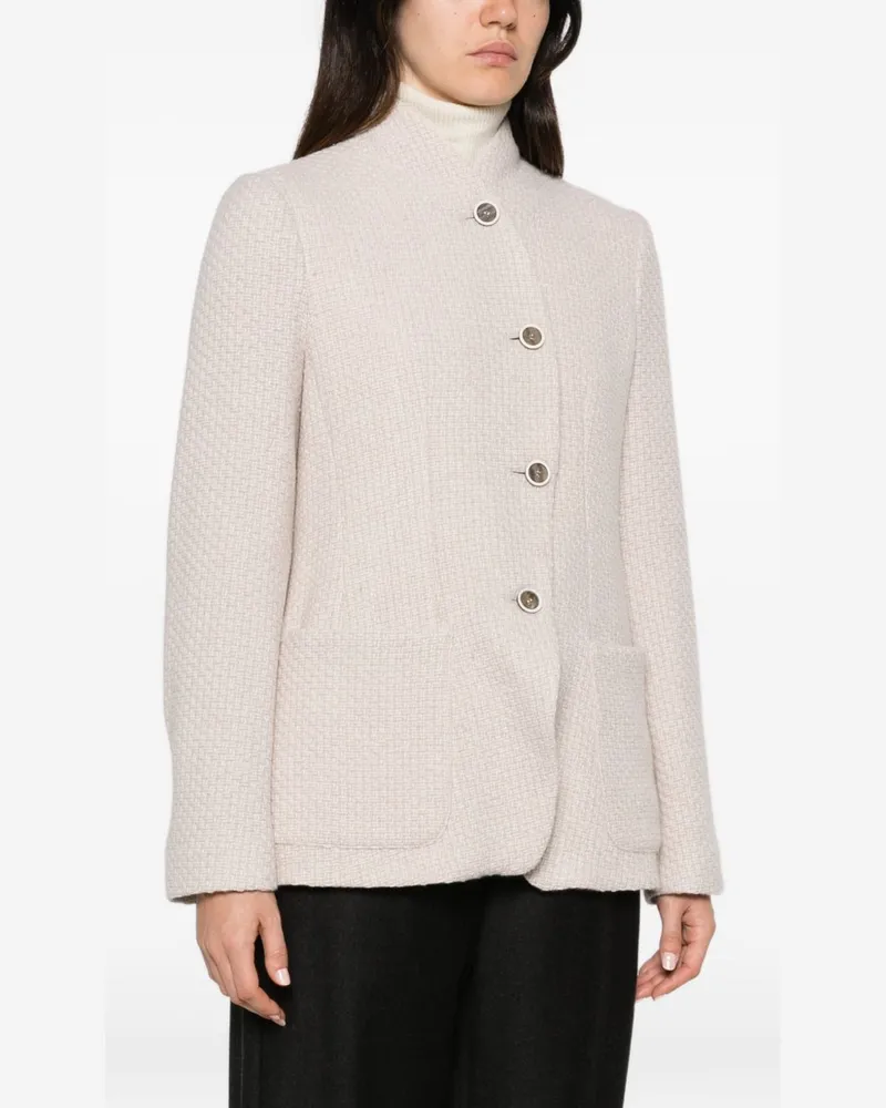 Emporio Armani Textured Wool Blazer — Cream Cream