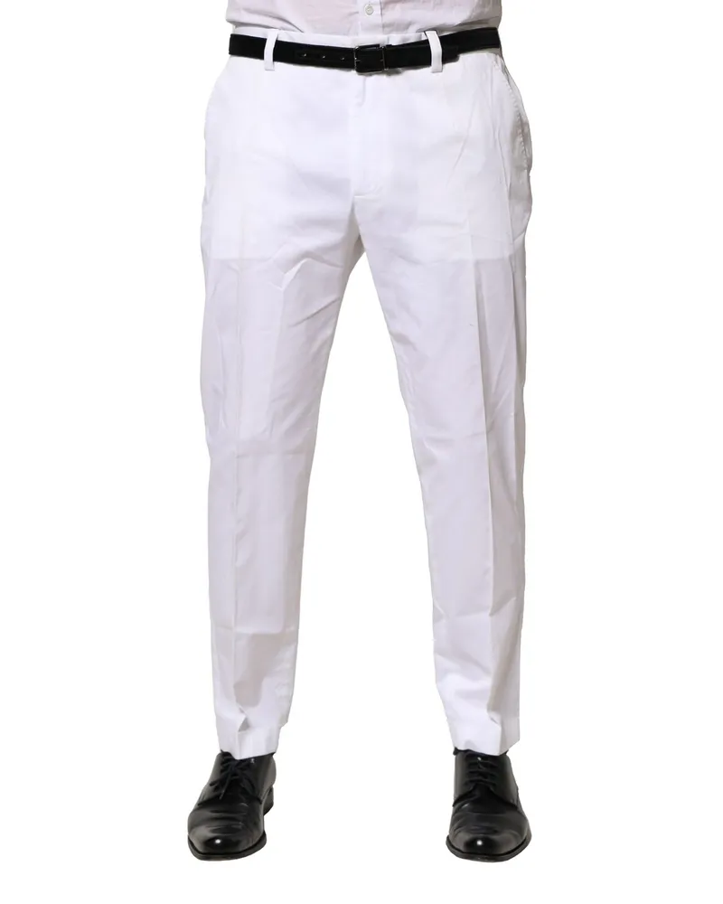 Dolce & Gabbana Cotton-Elastane Dress Trousers — White White