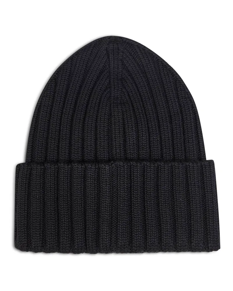 Moncler Women's Beanie Ribbed Wool Black Virgin Hat Black