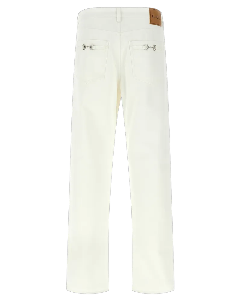Gucci Men's White Cotton Straight-Leg Jeans Clothing White