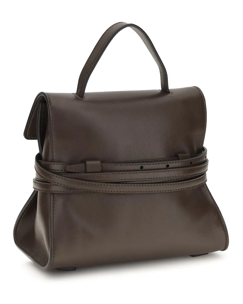 Moschino Women's Handbag Tie Me Chocolate Goatskin (hircus Goatskin) Shoulder Bags Brown