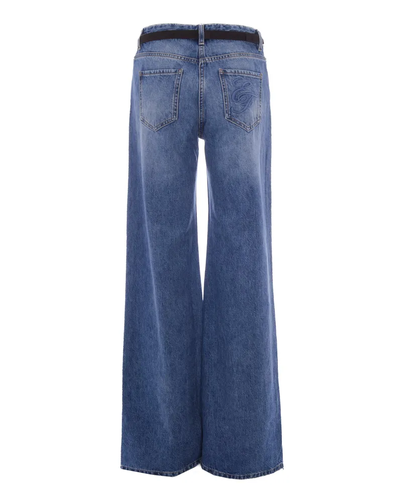 Elisabetta Franchi Women's Palazzo Jeans Vintage Blue Cotton Blue