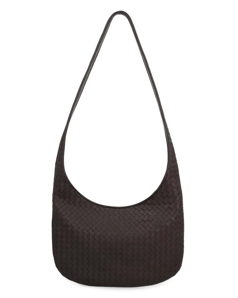 Bottega Veneta Men's Leather Crossbody Bag Brown Lamb Messenger Black