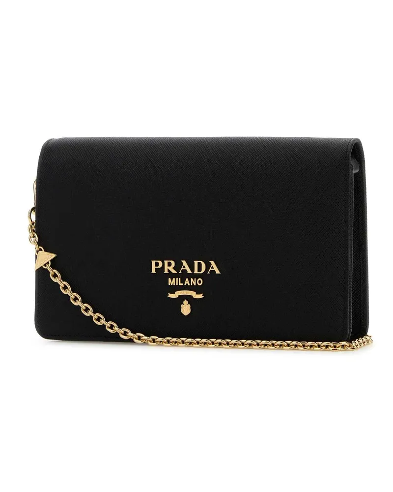 Prada Women's Black Leather Mini Shoulder Strap Nero Borse A Tracolla Bag Black