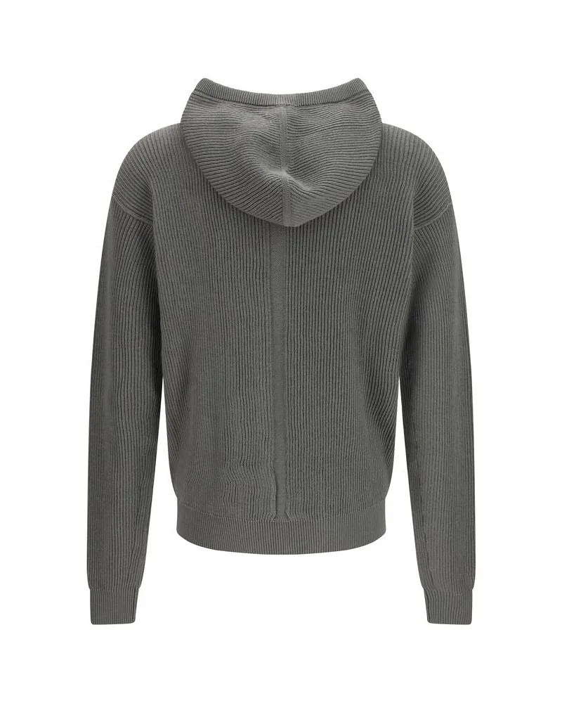Rick Owens Men's Bicolor Wool Oves Aries Hoodie Clothing Gray