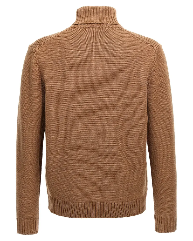Zanone Wool Turtleneck Sweater — Camel Camel