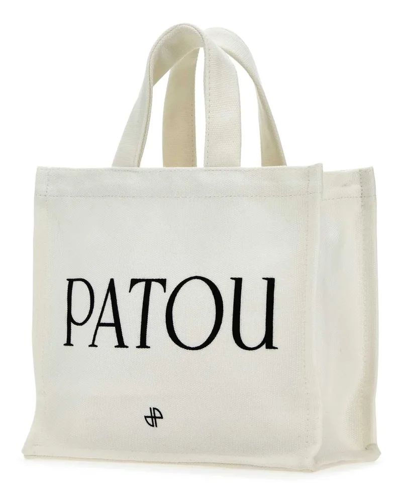Patou Women's White Cotton Shopping Bag 090c Exterior: Borse A Mano White
