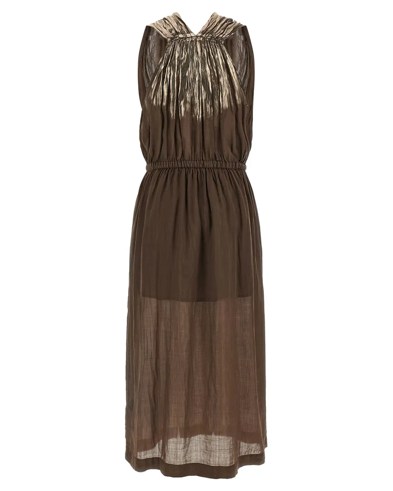 NUDE Linen Blend Dress — Brown Brown