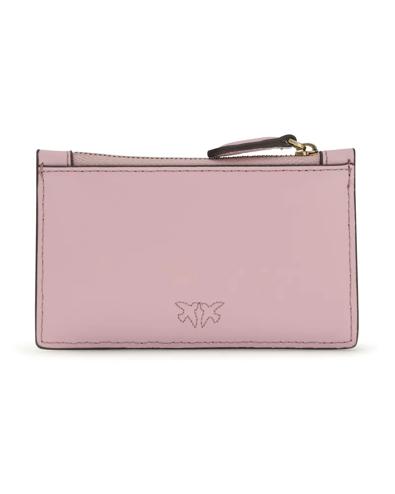 Pinko Women's Airone Leather Cardholder Rosa Chiaro-Antique Gold Calf Bos Taurus Wallet Pink