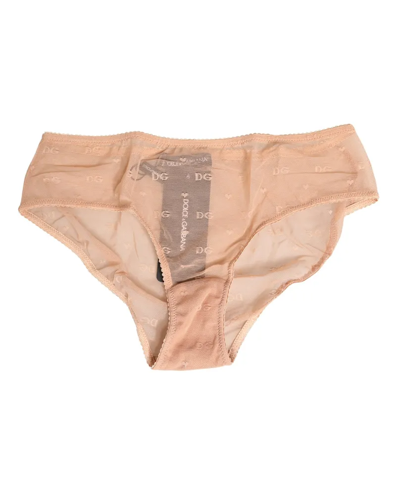 Dolce & Gabbana Women Beige Lace Cheekini Lingerie Panty Brief Underwear Elastane Nylon Clothing Beige