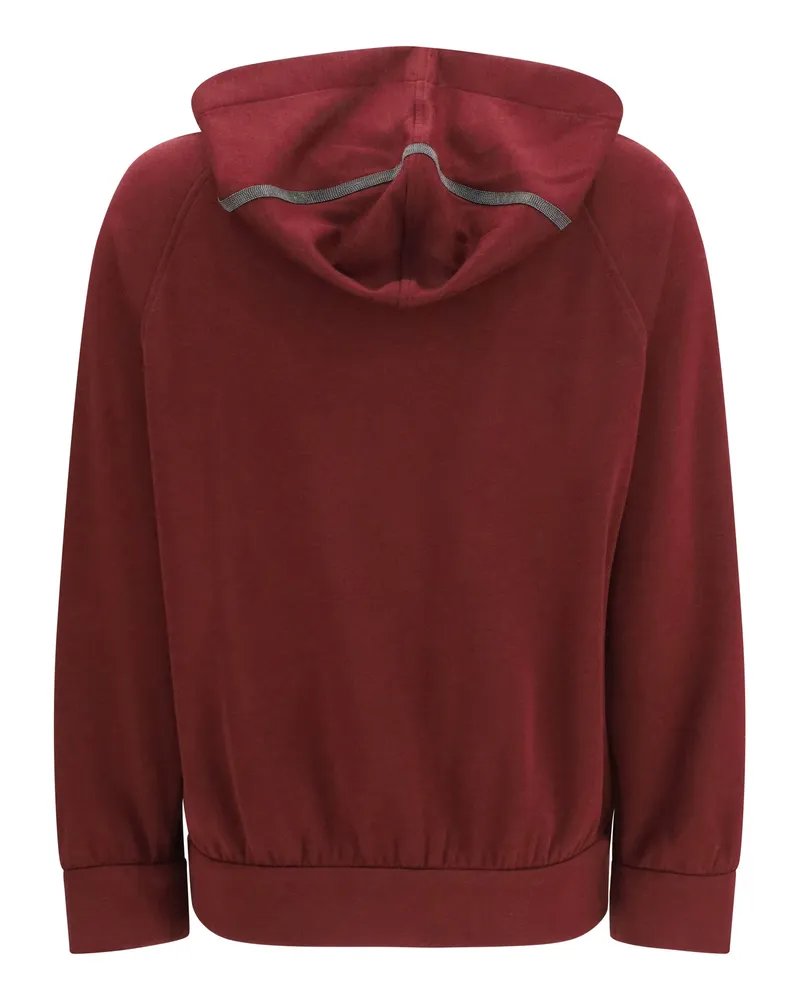 Brunello Cucinelli Women's Long-Sleeve Zip Hoodie Cabernet Cotton; Silk; Polyamide Sweatshirts Sweater Red