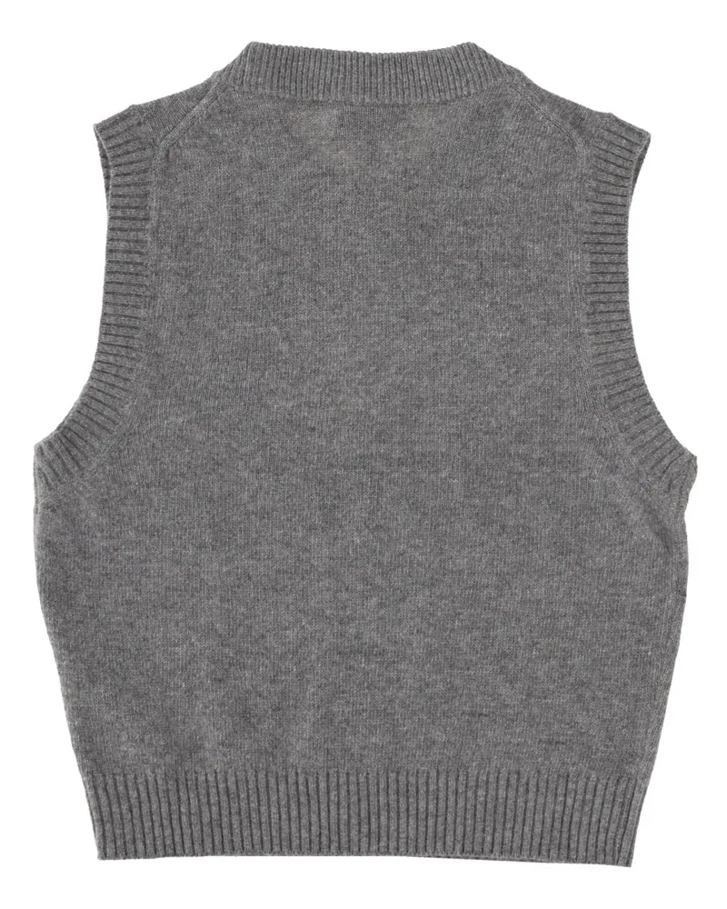 Ganni Graphic Knit Wool Gilet — Gray Gray